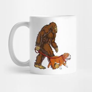 Funny Bigfoot Sasquatch Walking English Bulldog Mug